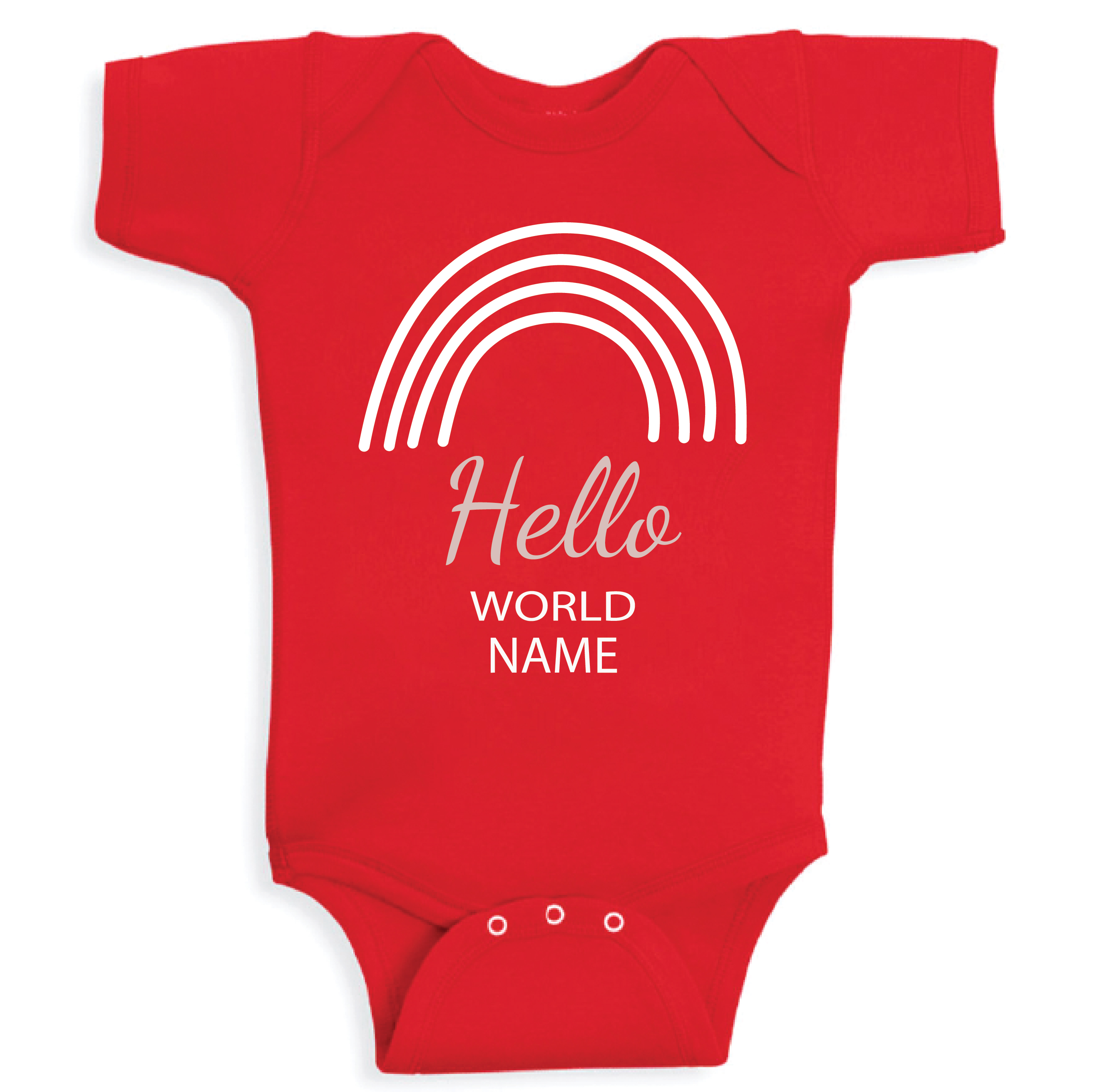 Personalised Hello World Red Unisex Baby Romper